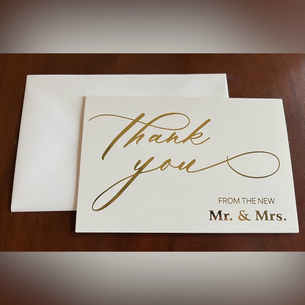 10 Gold and White Thank You Card Set